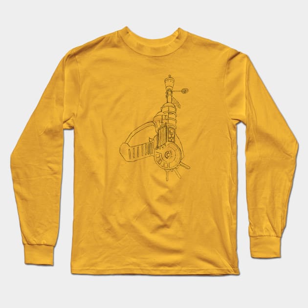 Zombie Ray Gun Blueprint Yellow Long Sleeve T-Shirt by LANStudios